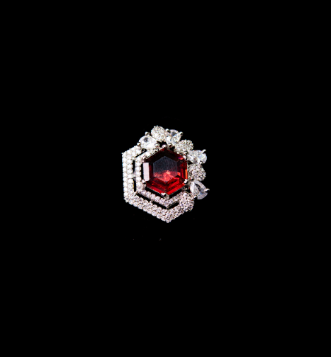 Ruby Hexa Halo Statement Ring – Latest Ring Design for Women